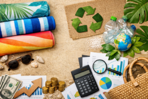 Sustainable beach textile sourcing cost planning with recycled material and retail data