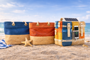 Beach bags for families in retail and resort beach product collections