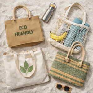 eco-friendly beach bag manufacturer material options for private label beach bags
