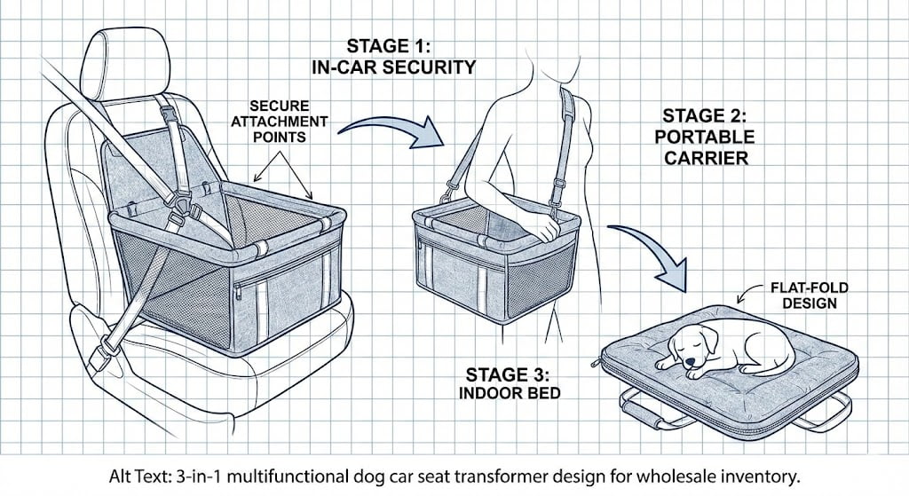 Pet safety seat 3 in 1