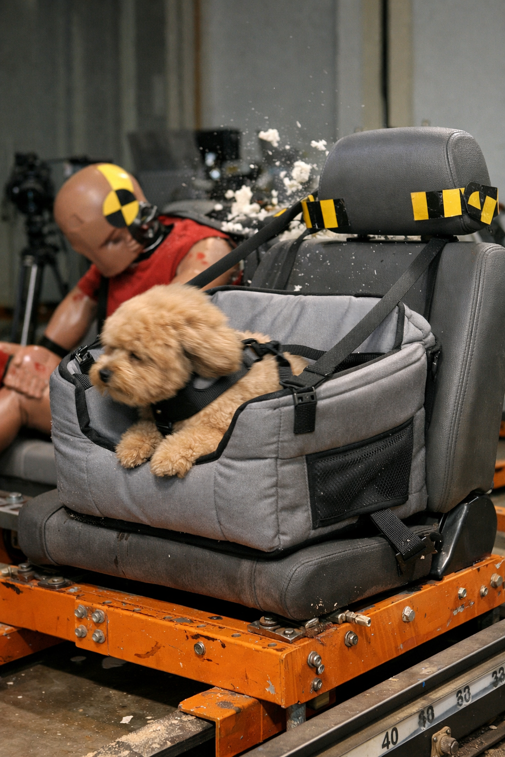 Pet safety seat crash test