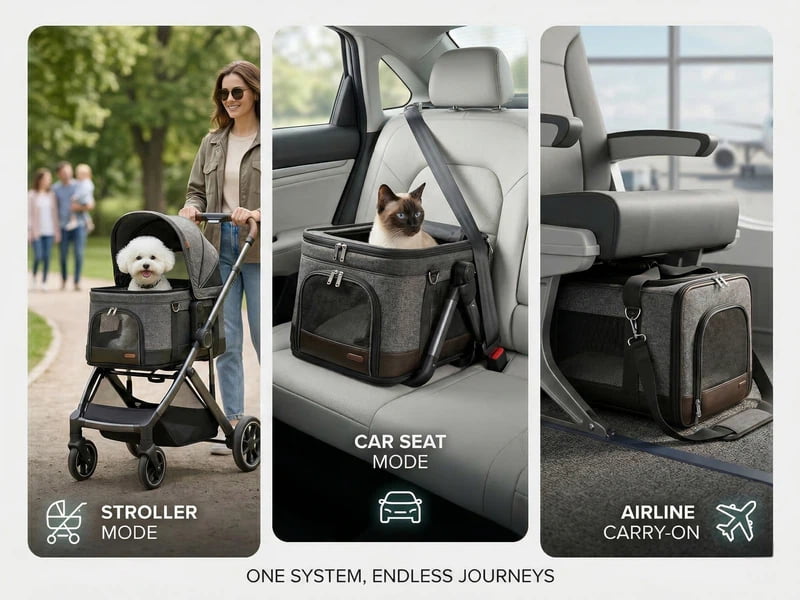 3 in 1 pet stroller convertible travel system OEM China