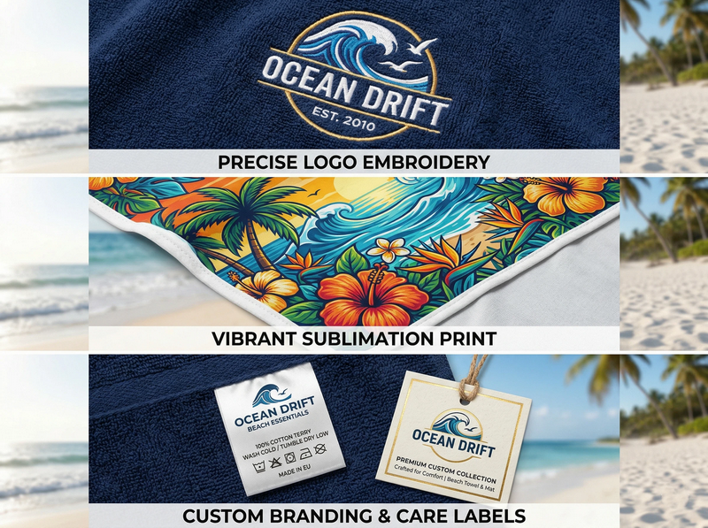 custom print beach towel OEM manufacturer sublimation logo Pantone wholesale