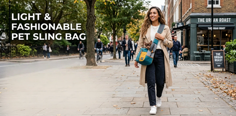 Fashionable urban pet sling carrier OEM, stylish small dog carrier bag manufacturer, trendy pet travel accessories supplier