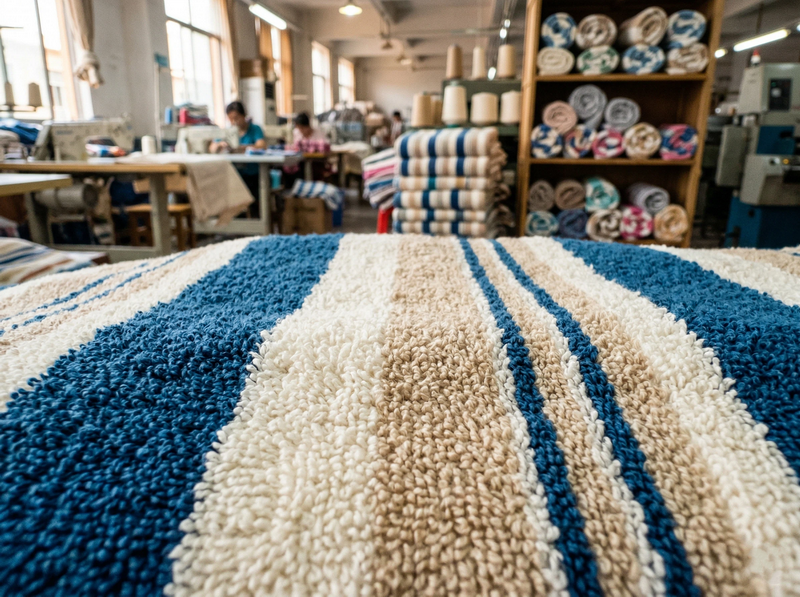 cotton beach towel OEM manufacturer terry velour stripe embroidery wholesale China