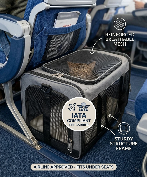 IATA approved airline pet carrier wholesale, breathable mesh cat carrier factory China, airline compliant pet travel gear