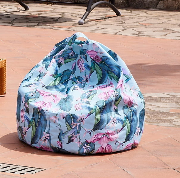 Outdoor bean bag chair on patio