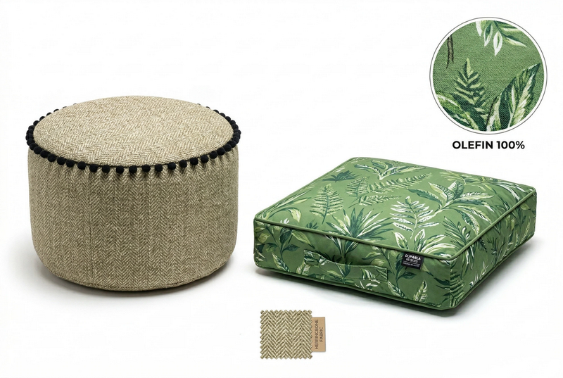 Woven outdoor pouf detail