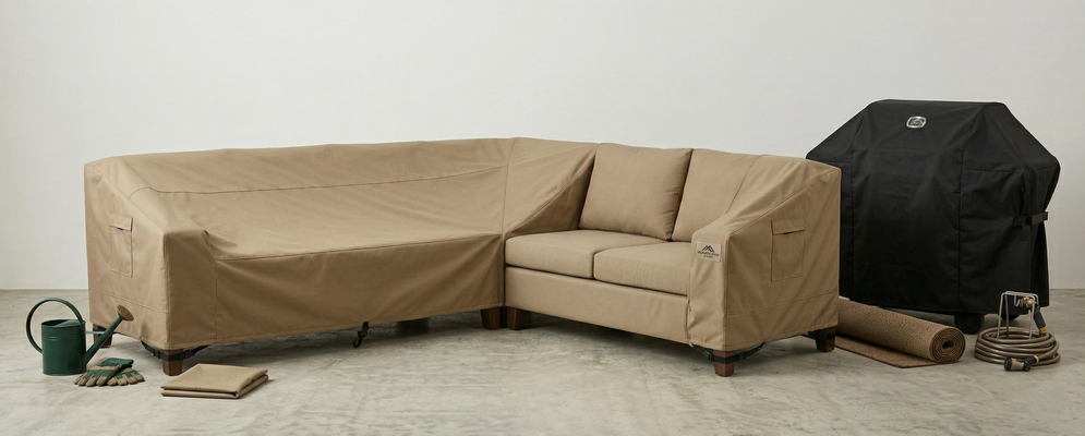 outdoor sofa sectional cover OEM manufacturer waterproof heavy duty patio furniture cover L-shape