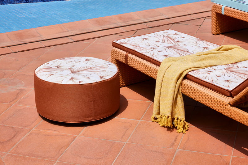Woven outdoor pouf