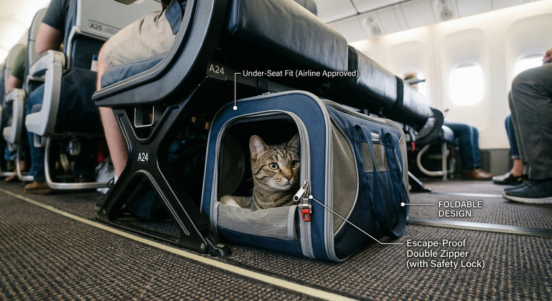 The Complete Buyer’s Guide to Airline-Approved Pet Carriers: Size Compliance, Foldable Design & Escape-Proof Locks Explained