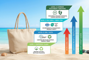 eco-friendly beach bag certification comparison for sustainable sourcing claims