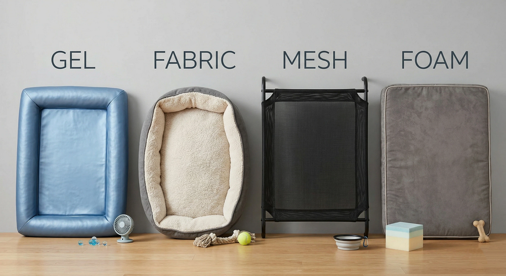 Cooling Dog Beds Wholesale Guide: Gel vs Fabric vs Mesh vs Foam