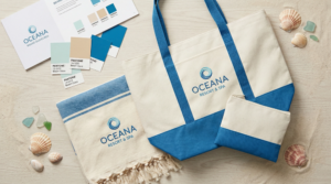 Custom sustainable beach bag and towel set for hotel resort private label sourcing