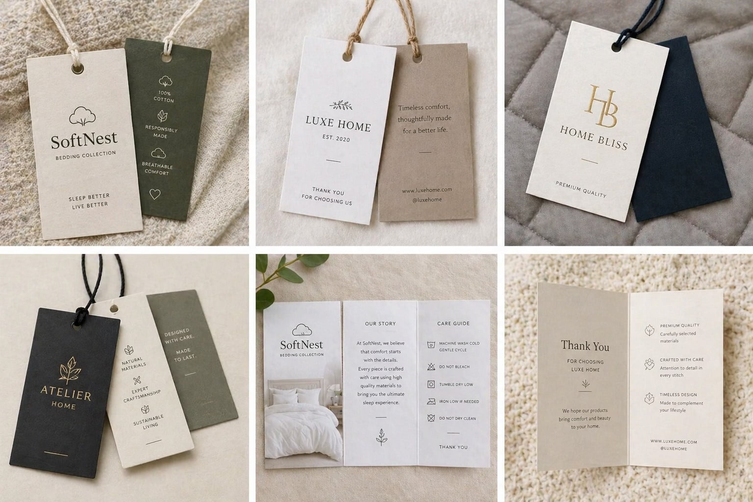 Hang tag custom printing — private label bedding manufacturer