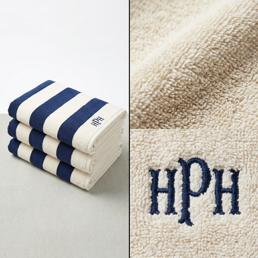 Hotel pool cabana stripe towel bulk manufacturer