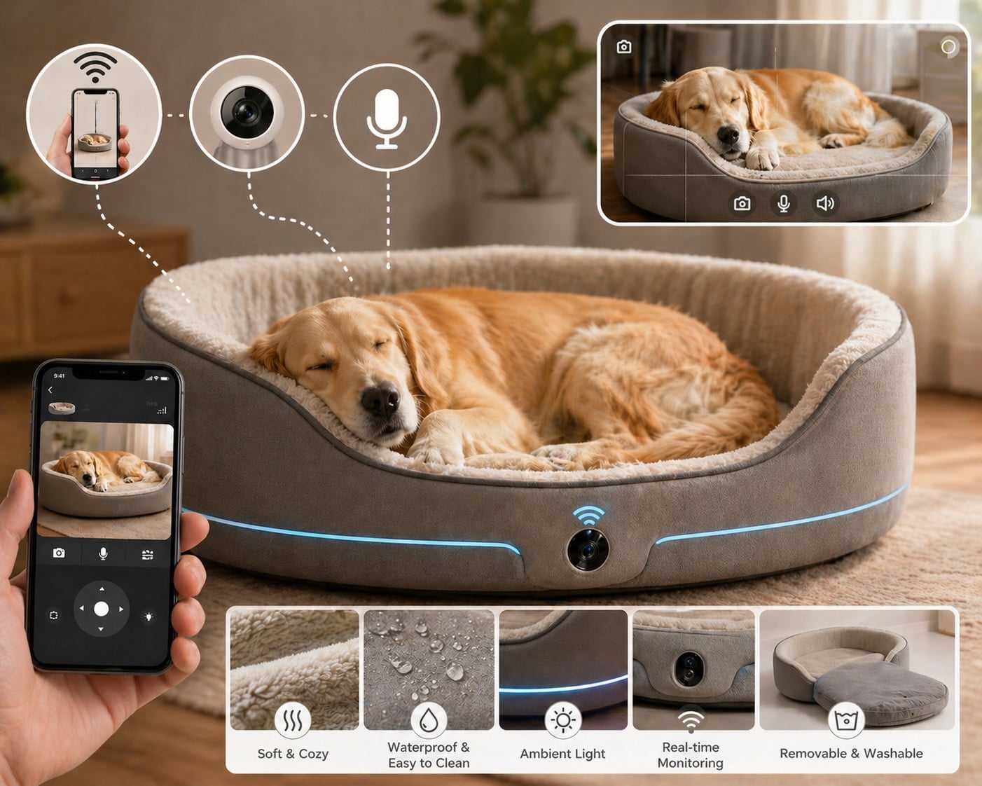 Smart dog bed manufacturer heated cooling OEM private label