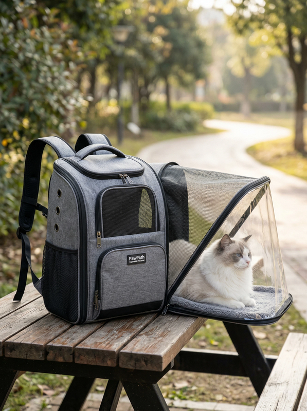 Expandable pet carrier side compartment demonstration