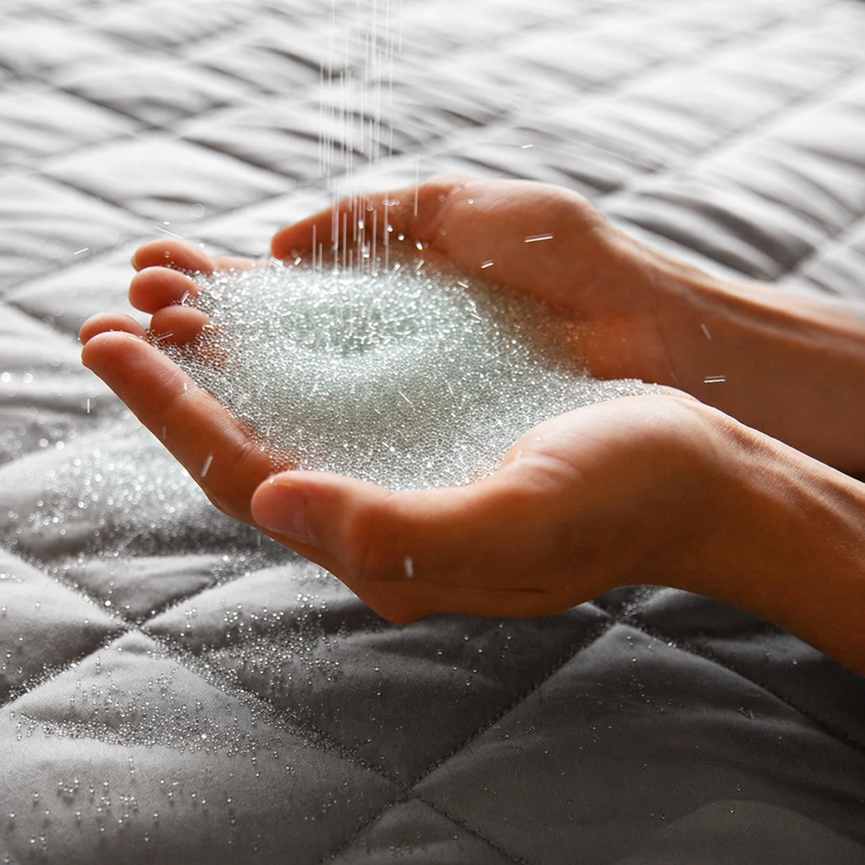 Weighted blanket glass bead fill — OEM custom bedding factory