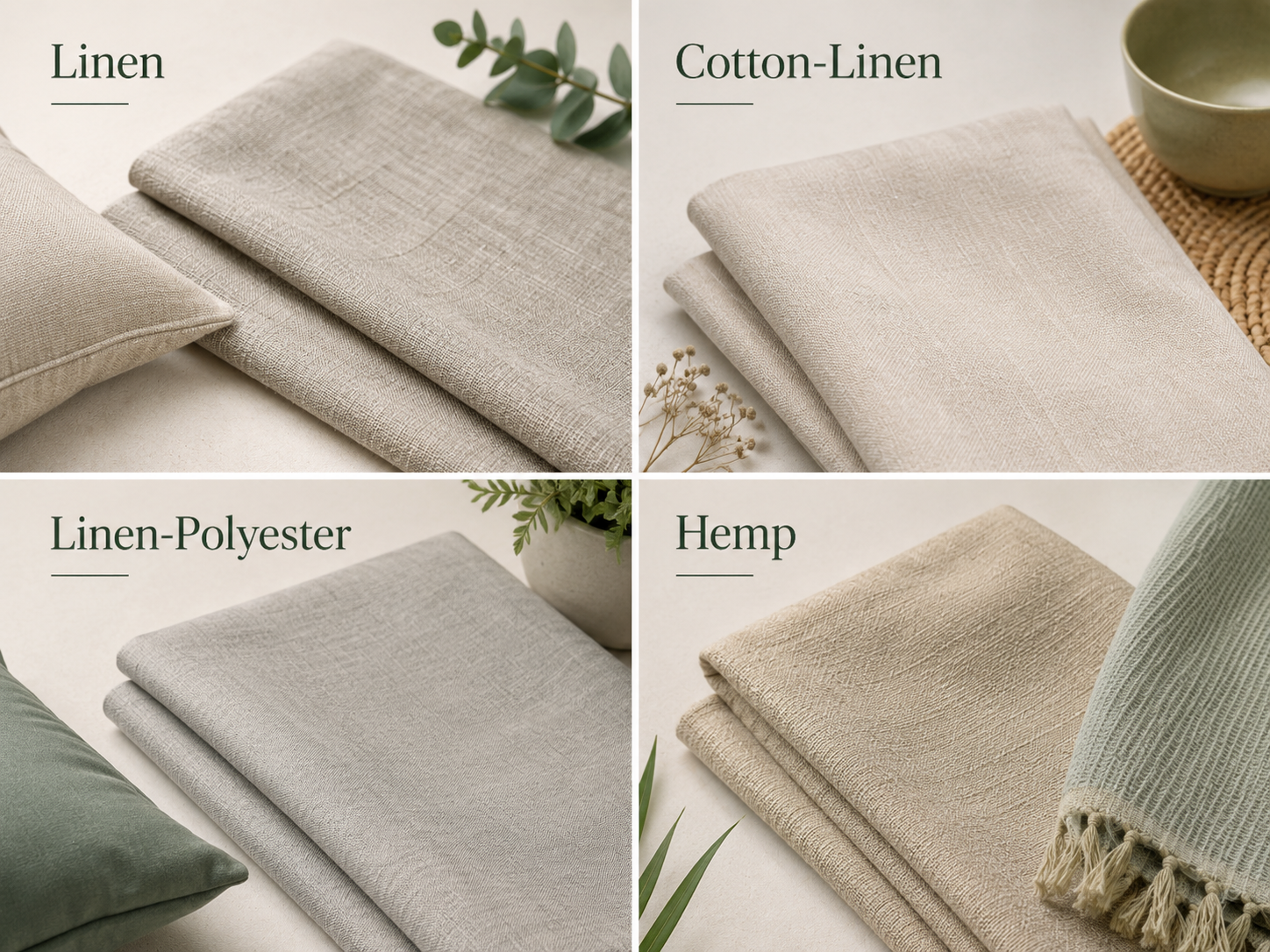 linen cotton polyester hemp fabric comparison bedding manufacturers