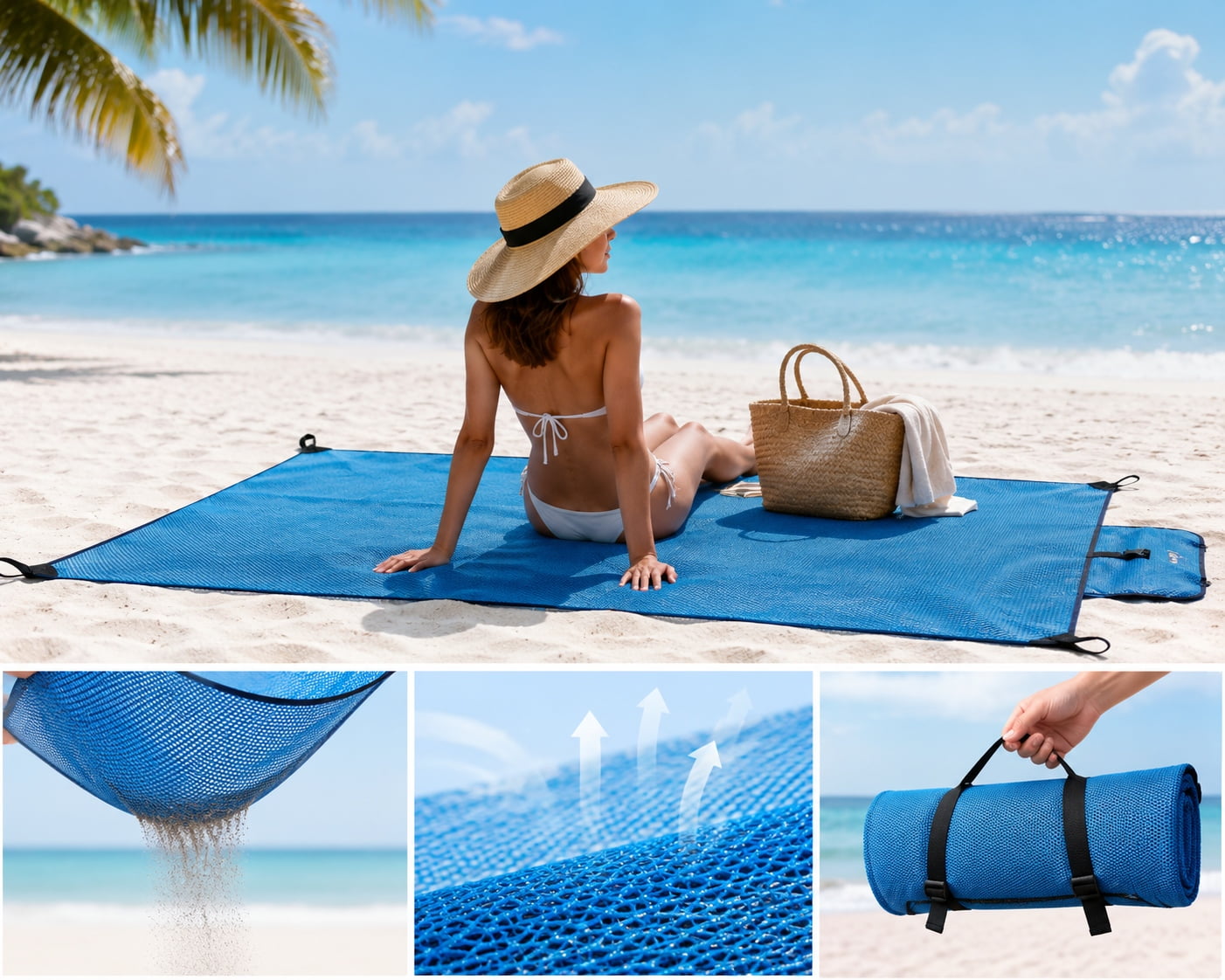 sand free beach mat manufacturer with compact fold and private label beach mat program