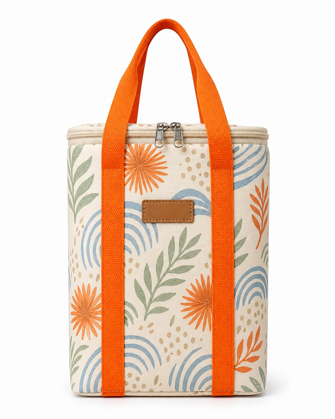 original coastal print insulated lunch tote bag for private label beach day collection add-on