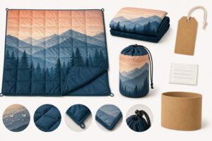 packable outdoor blanket manufacturer retail-ready product with stuff sack