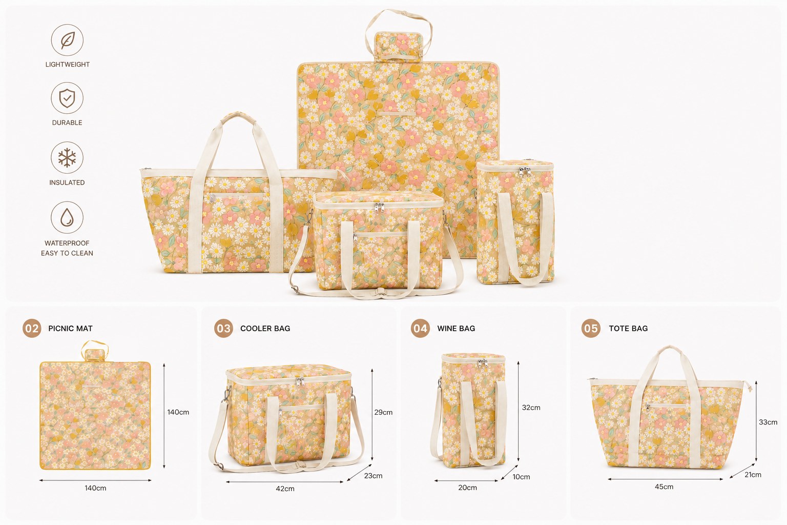 private label Beach Day collection with picnic mat cooler bag wine bag and tote bag