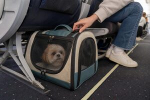 real airline pet carrier under seat fit check