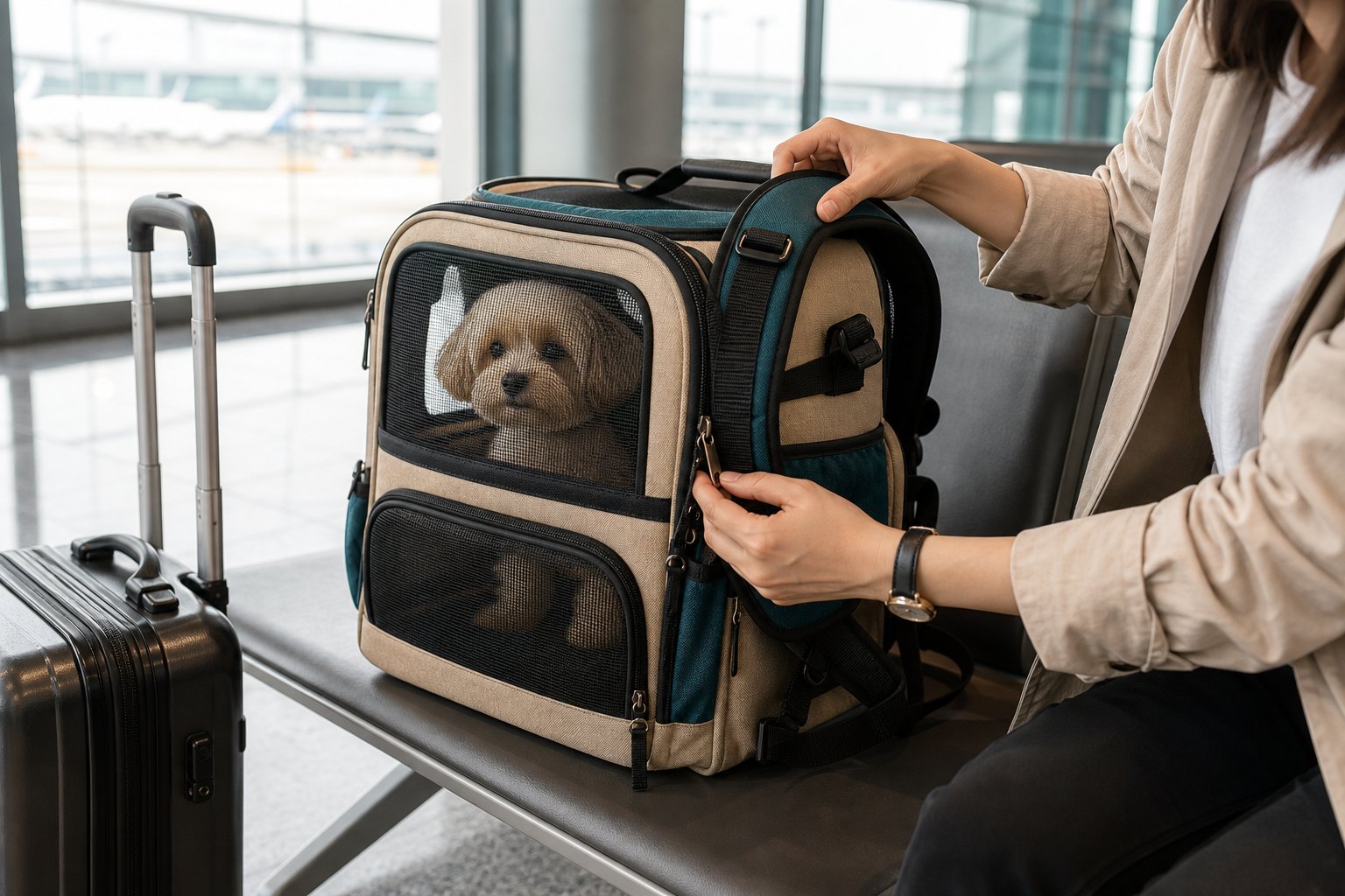 real airport pet carrier backpack sample inspection